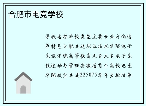 合肥市电竞学校